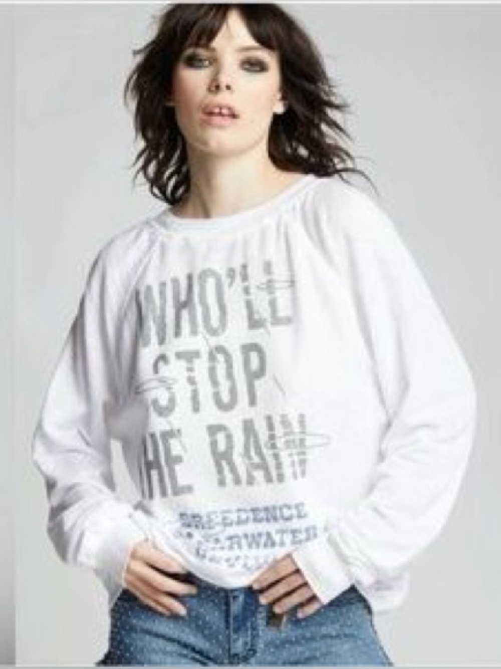 Recycled Karma creedance clearwater revival white sweatshirt